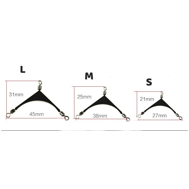 Giratorio de pesca triple de acero inoxidable, talla S