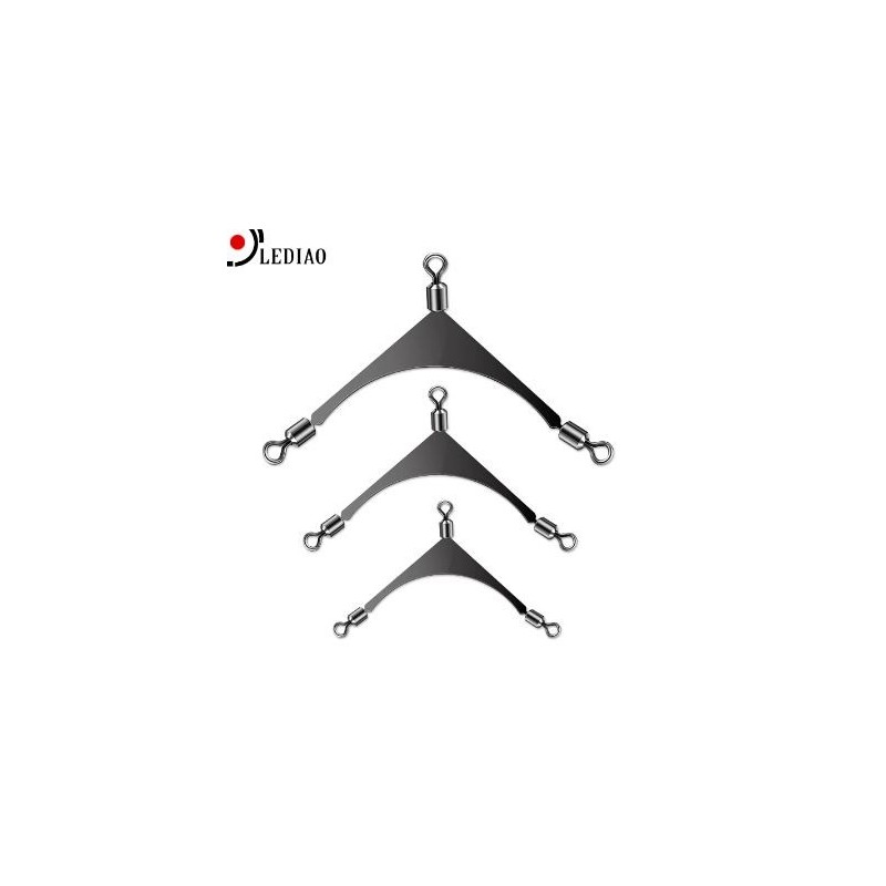 Giratorio de pesca triple de acero inoxidable, talla S