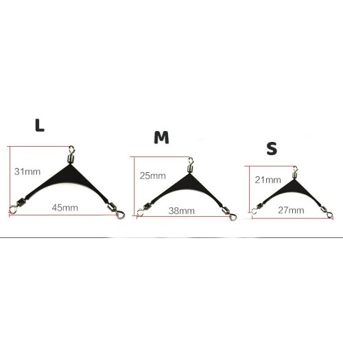 Giratorio de pesca triple de acero inoxidable, talla S