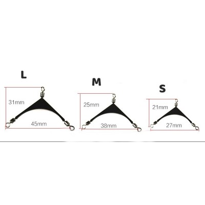 Giratorio de pesca triple de acero inoxidable, talla S