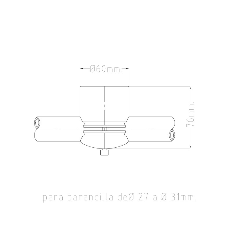 Base para portacañas para montar en barra inox 27-31mm